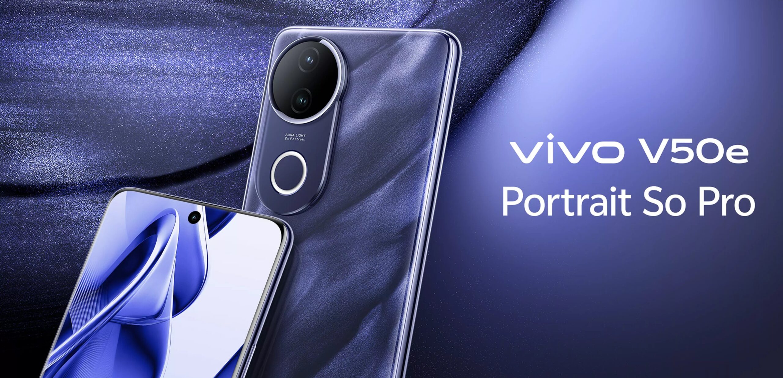 Vivo V50e स्मार्टफोन का फ्रंट और बैक व्यू – AMOLED डिस्प्ले और डुअल कैमरा के साथ