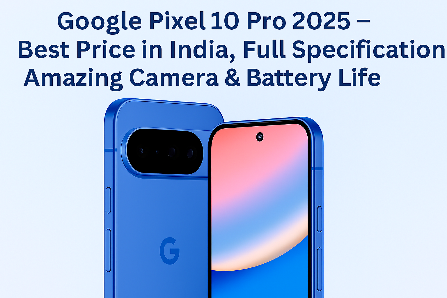 Google Pixel 10 Pro 2025 Blue Color Variant with Full Display and Dual Rear Camera