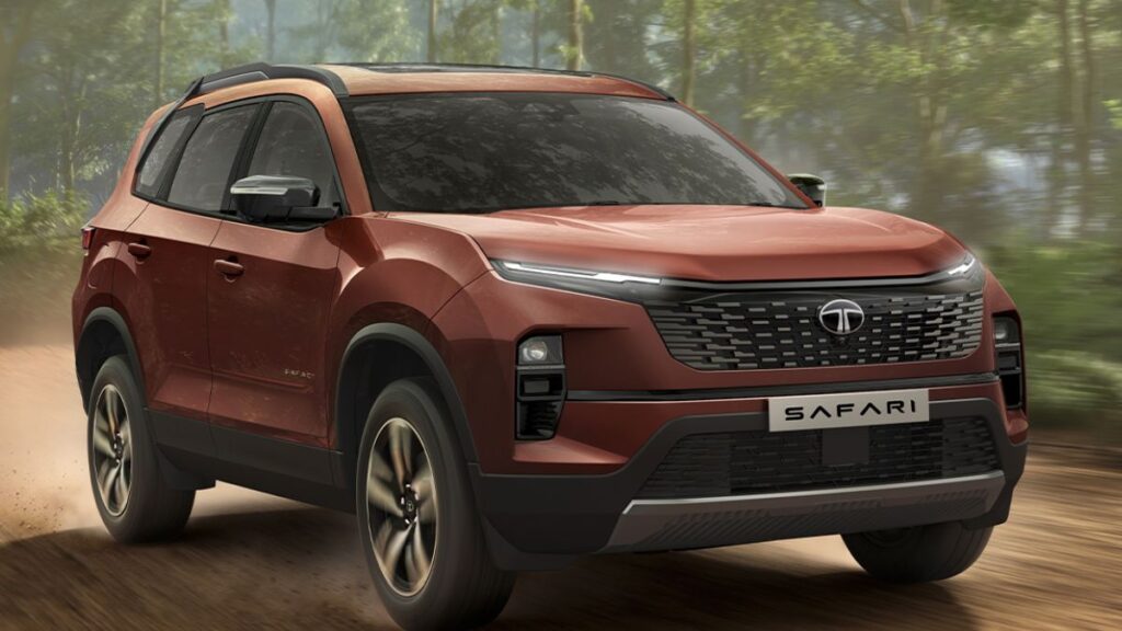 2025 Tata Safari Adventure X Plus SUV with blacked-out design and panoramic sunroof