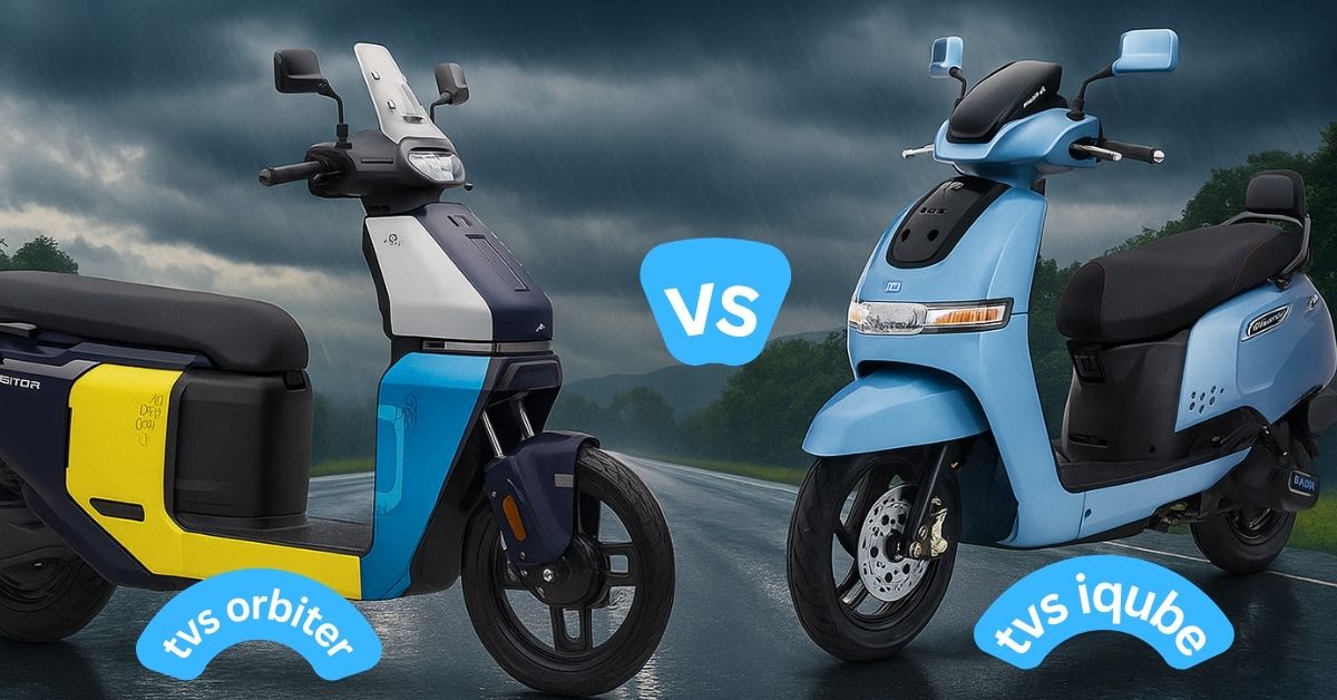 TVS iQube vs TVS Orbiter 2025 electric scooter comparison with range, battery and smart features