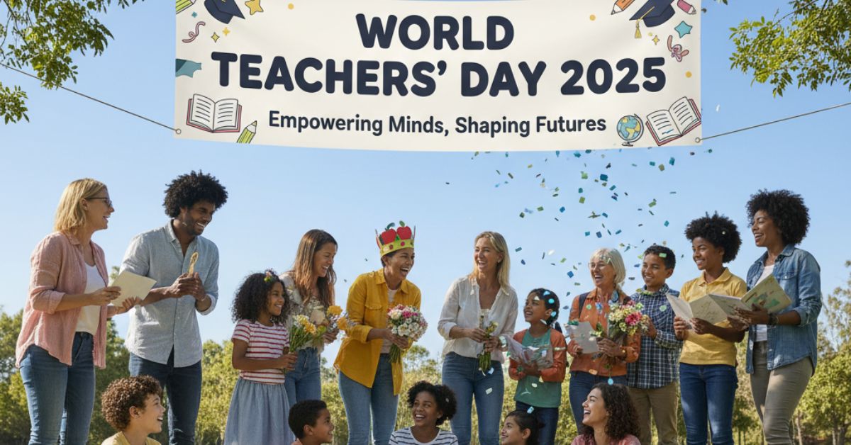 World Teachers Day 2025 विश्व शिक्षक दिवस 2025 पर शिक्षक सहयोग करते हुए। 